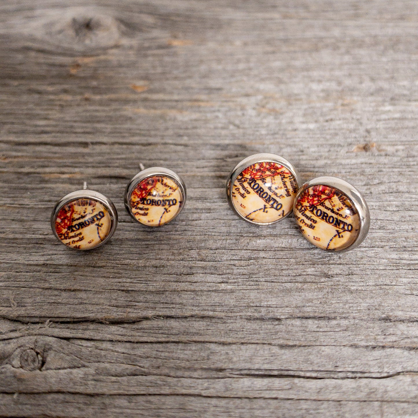 Vintage Toronto Map Stud Earrings 10mm - Lisa Young Design
