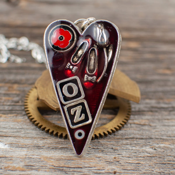 Wizard of OZ theme long heart Necklace