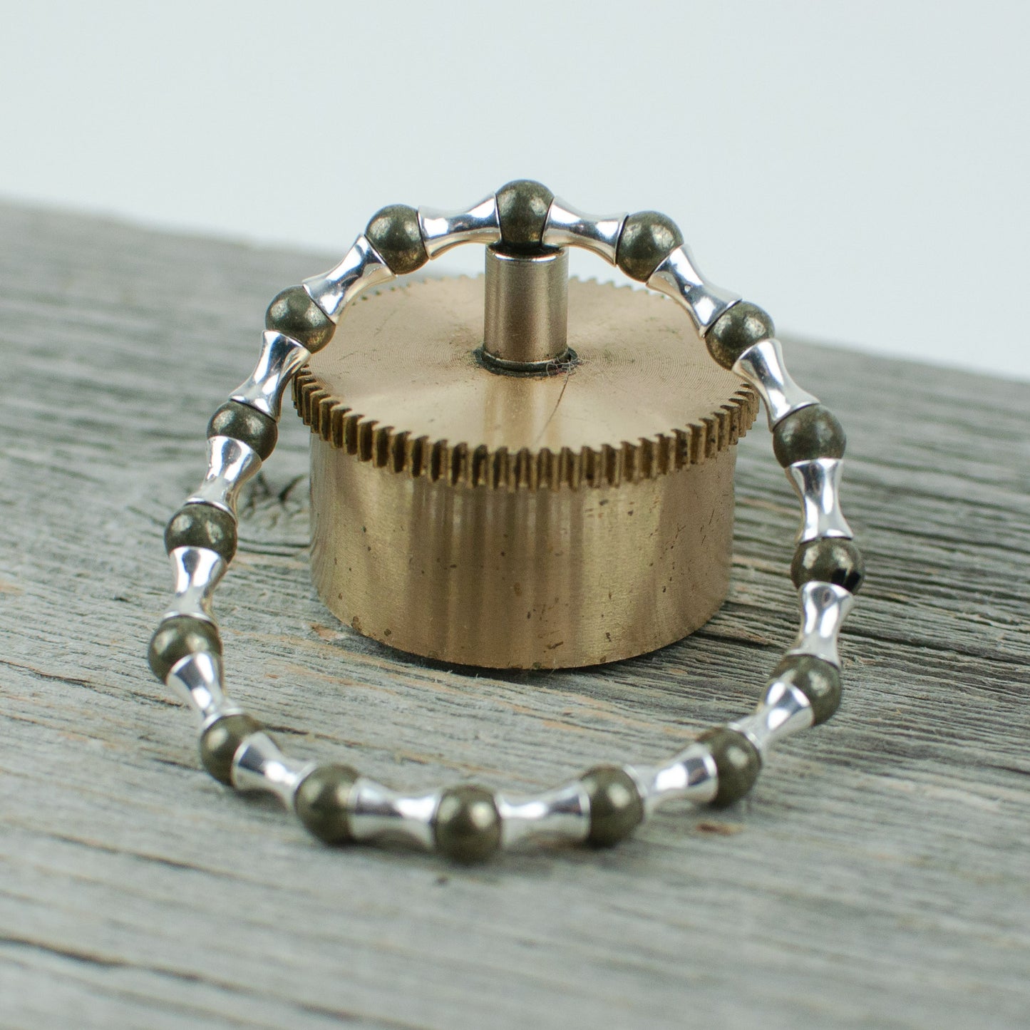 Pyrite and Sterling silver Bead Bracelet