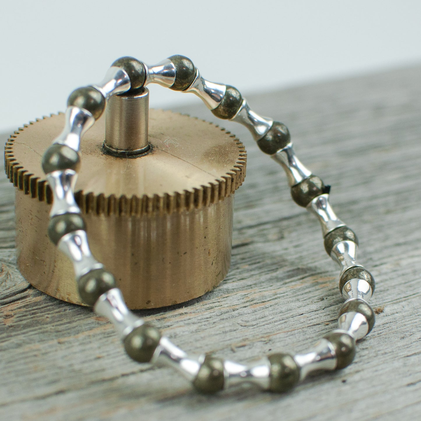 Pyrite and Sterling silver Bead Bracelet