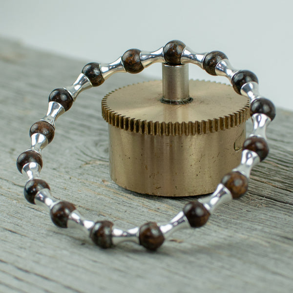 Bronzite and Sterling silver Bead Bracelet