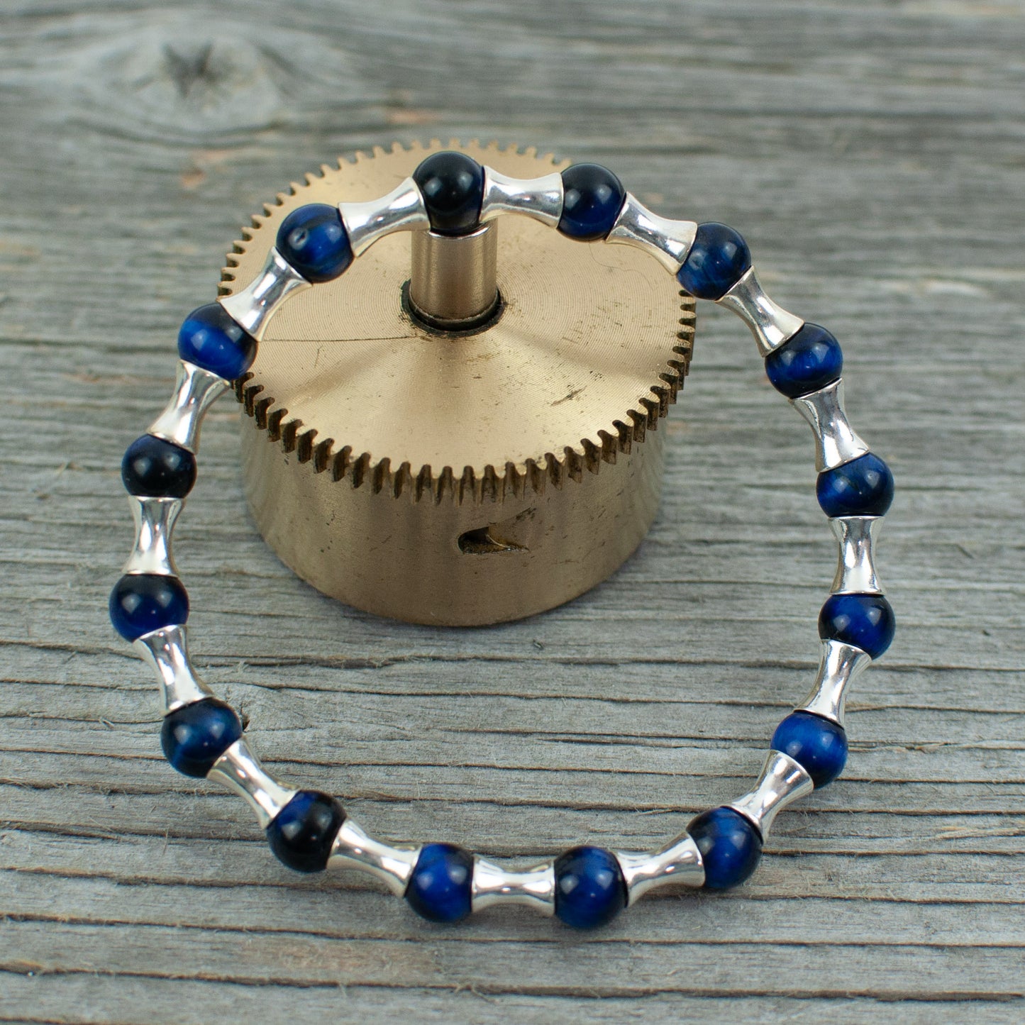 Sterling Silver and Blue tiger eye Bead Bracelet - Lisa Young Design