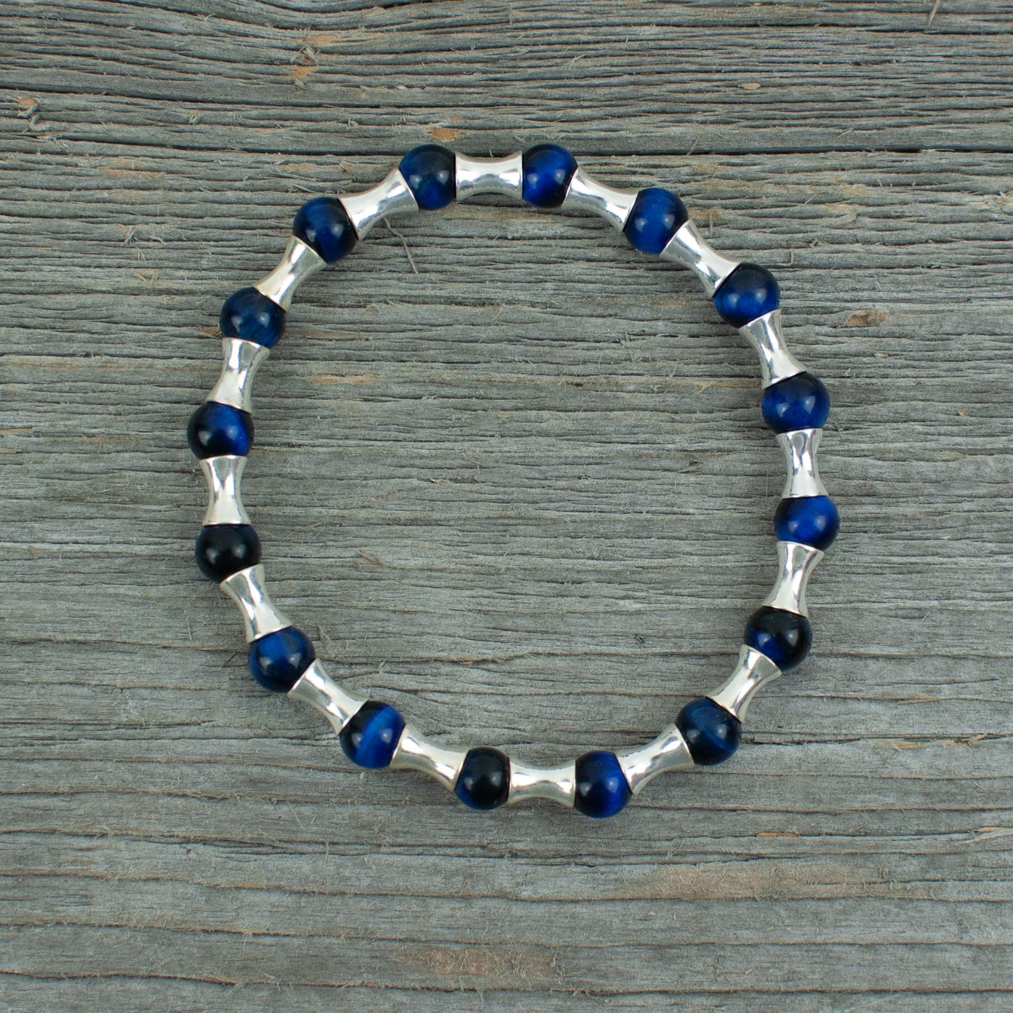Sterling Silver and Blue tiger eye Bead Bracelet - Lisa Young Design