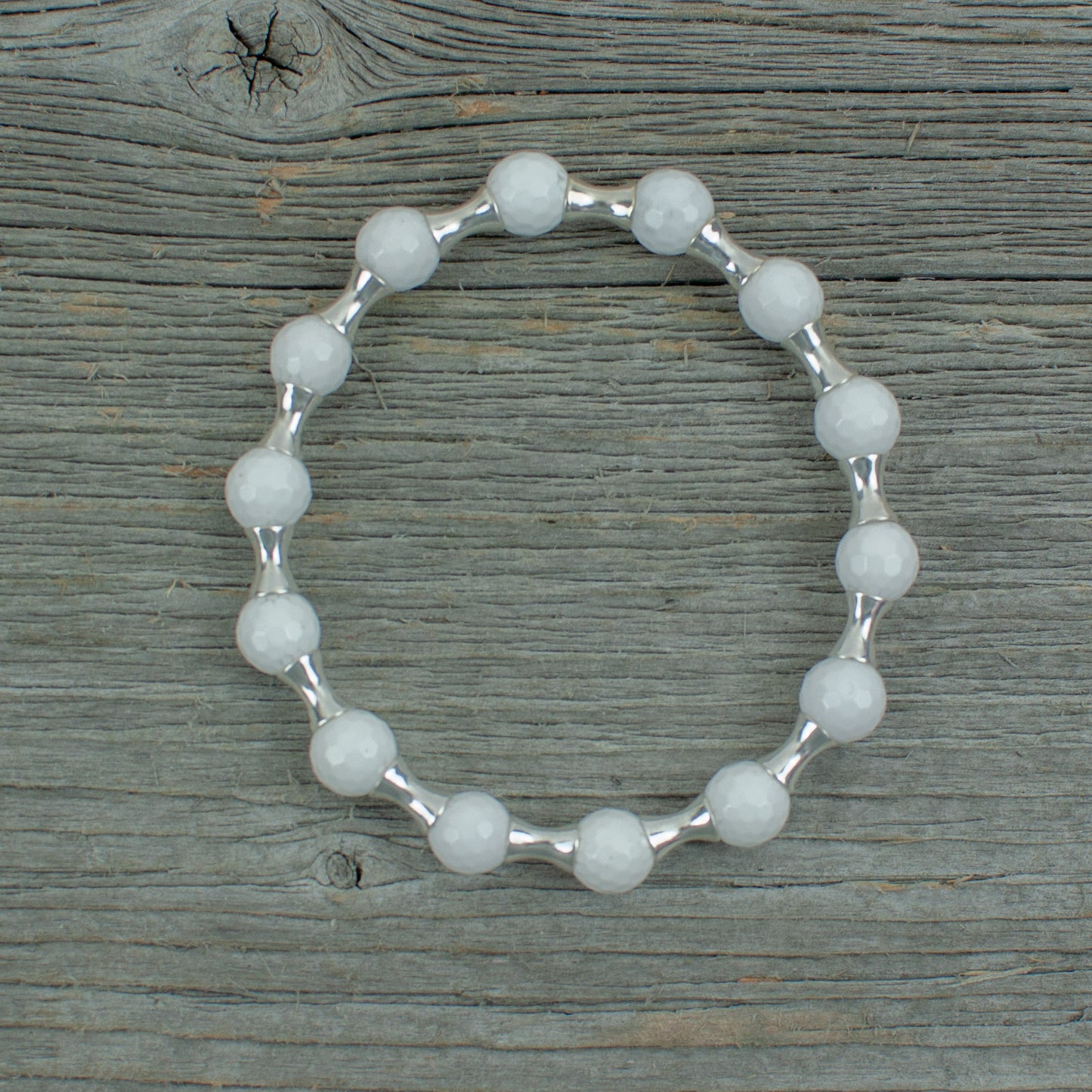 Golf ball Bracelet in Sterling Silver and White Agate