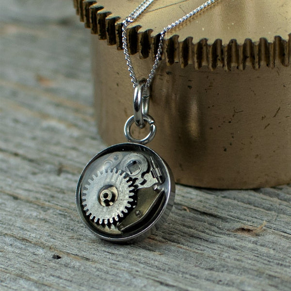 Micro watch gear Necklace