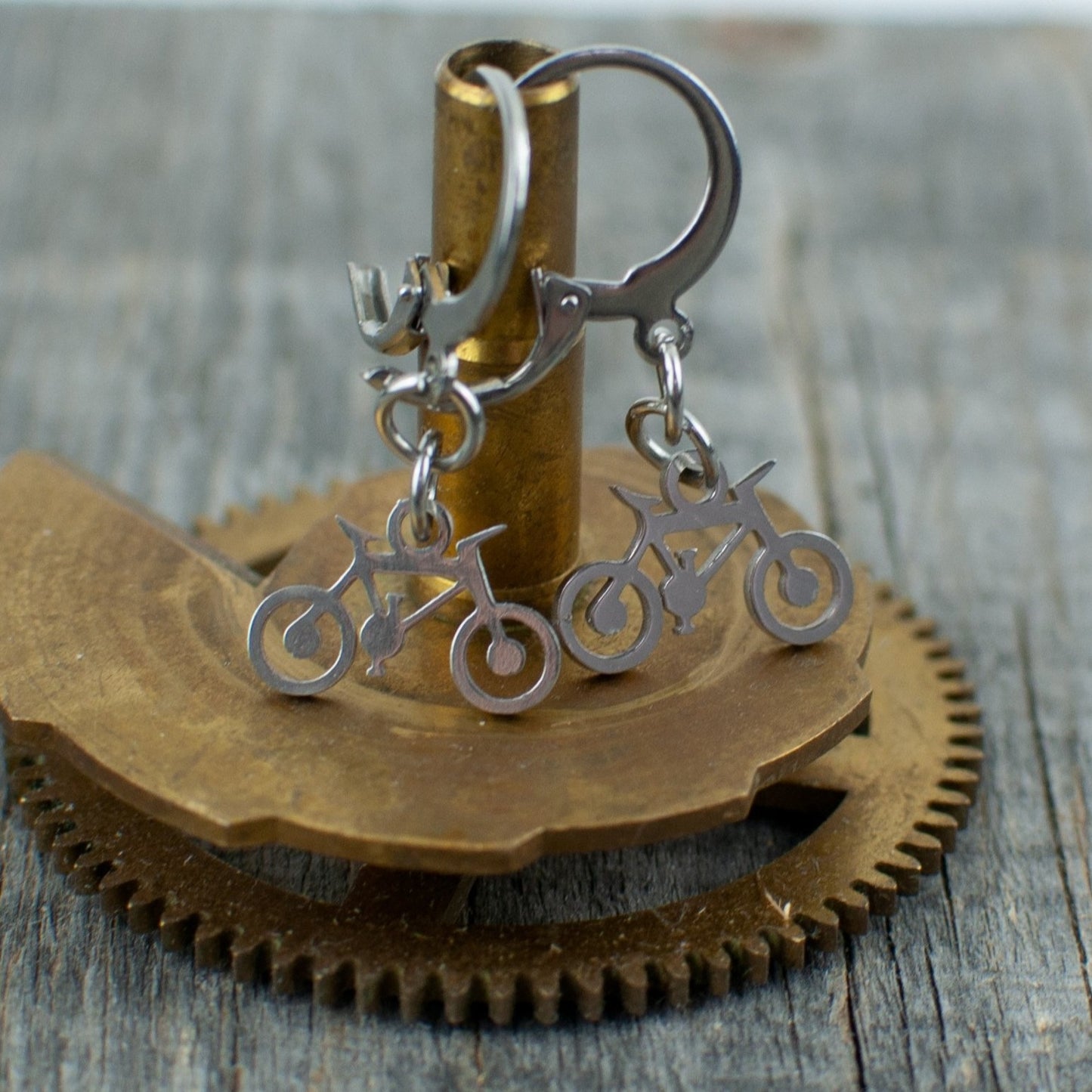 Bicycle stainless steel earrings - Lisa Young Design