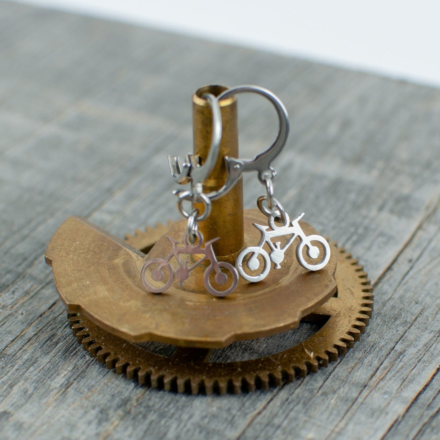 Bicycle stainless steel earrings - Lisa Young Design