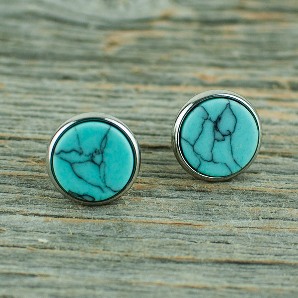 Turquoise 10mm stainless steel studs