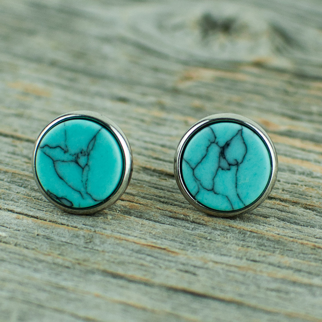 Turquoise 10mm stainless steel studs