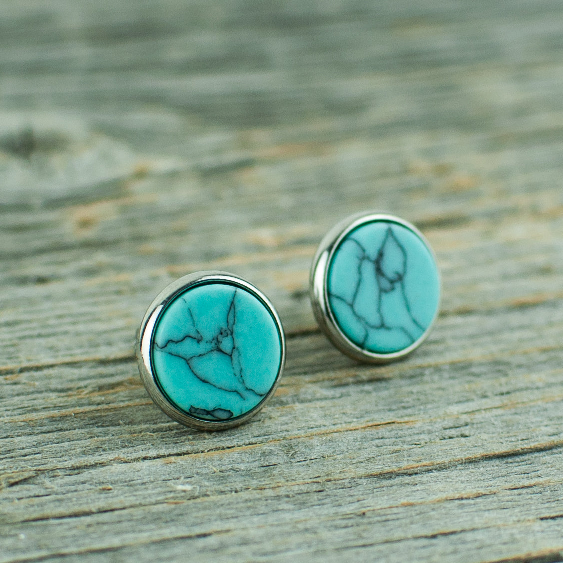 Turquoise 10mm stainless steel studs