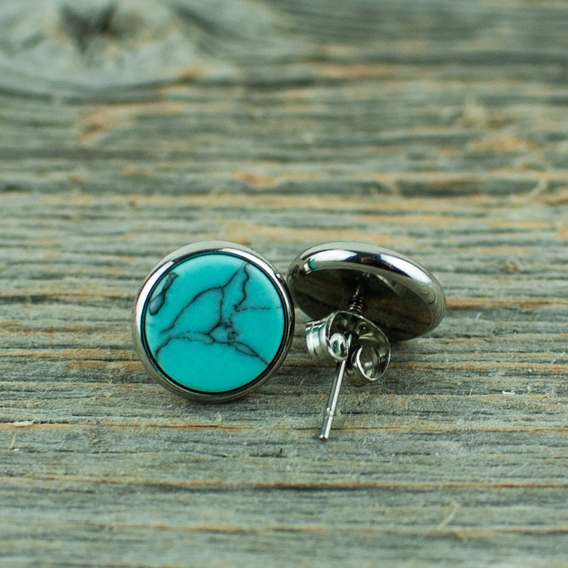 Turquoise 10mm stainless steel studs