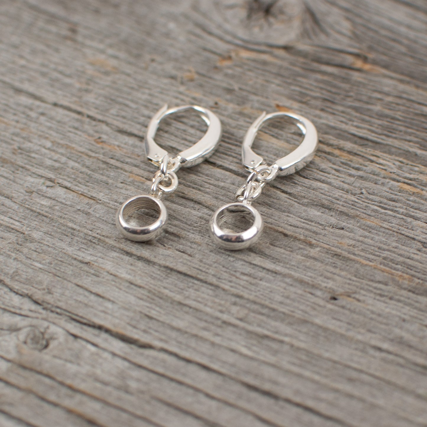 Circle dangle sterling silver earrings - Lisa Young Design