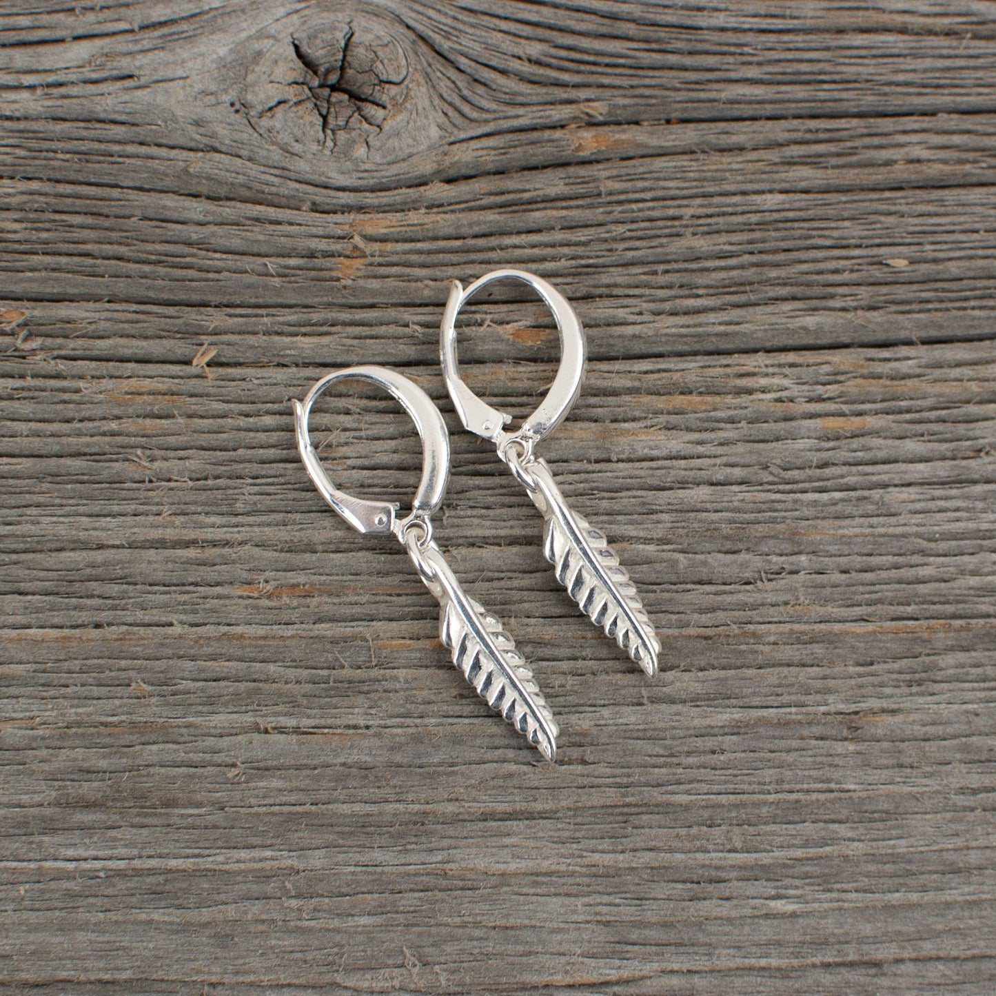Feather charm silver earrings - Lisa Young Design