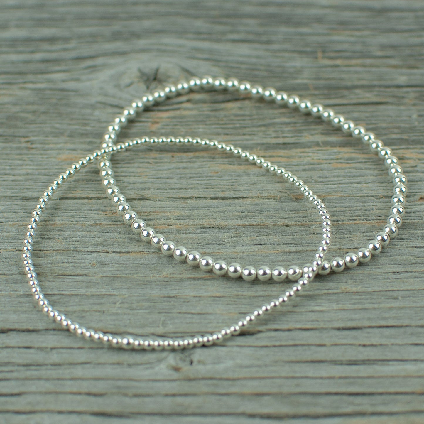 Sterling Silver Bead Bracelet 3mm