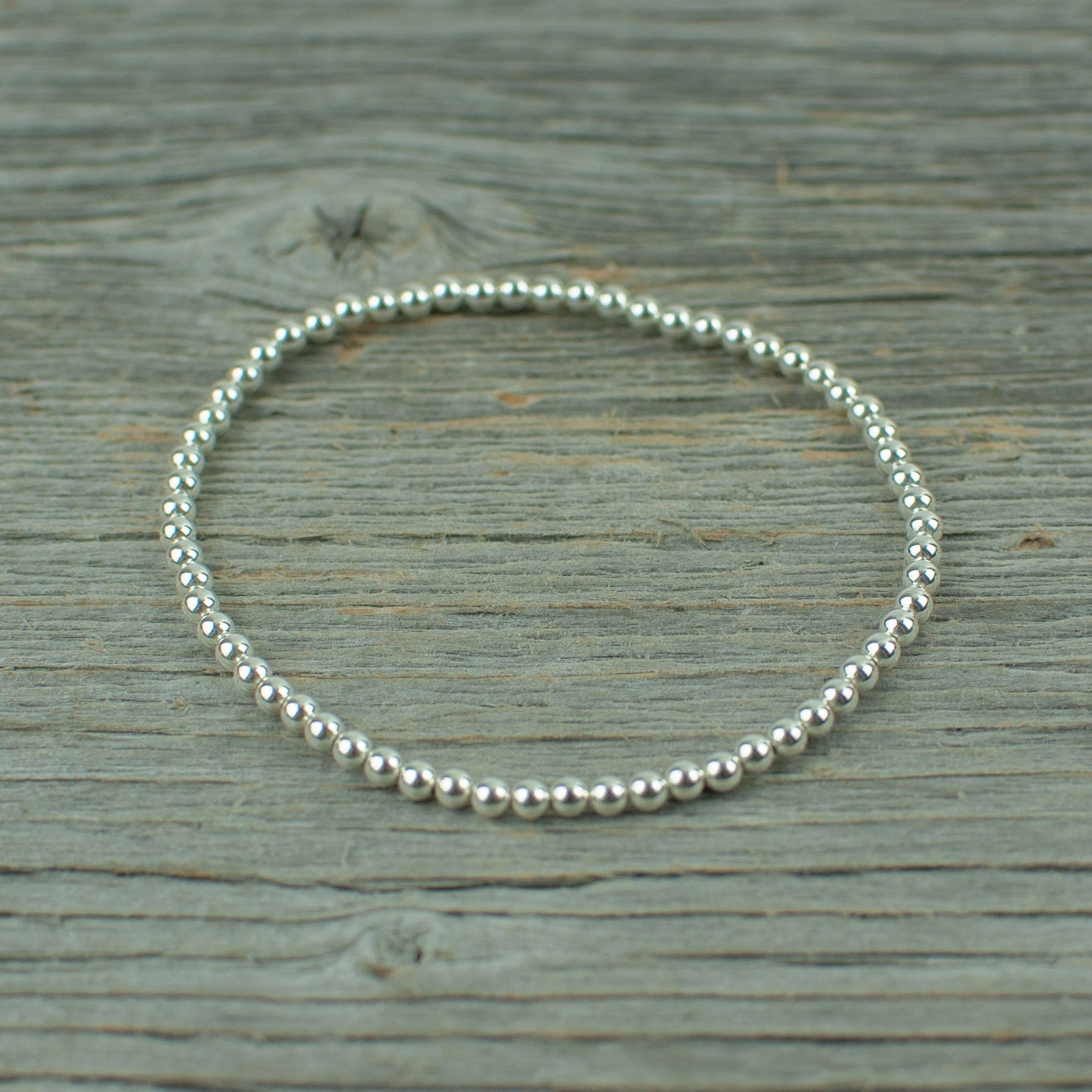 Sterling Silver Bead Bracelet 3mm