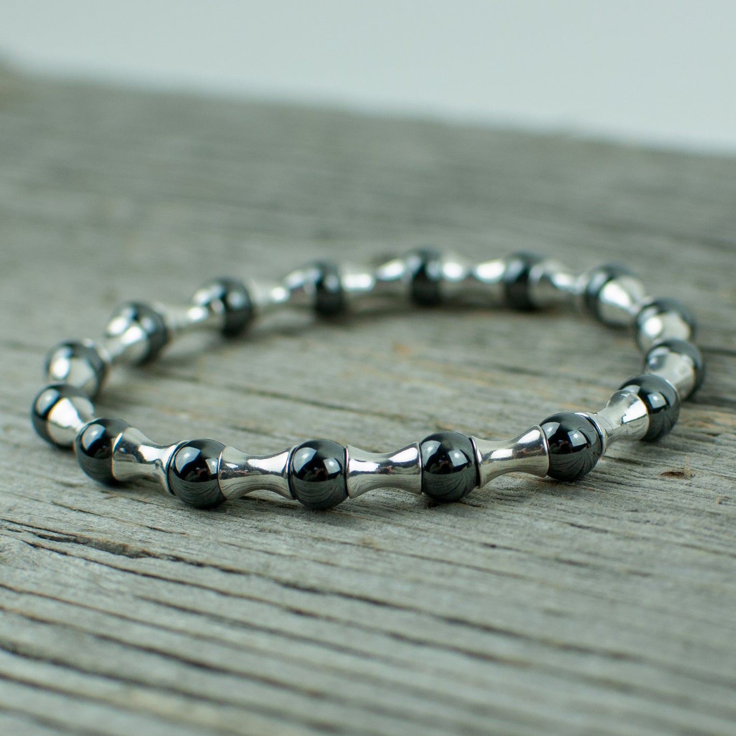 Hematite and Sterling bead Bracelet