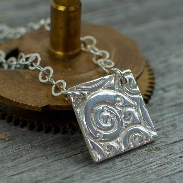Silver Art Clay Swirl Square Necklace – Lisa Young Design