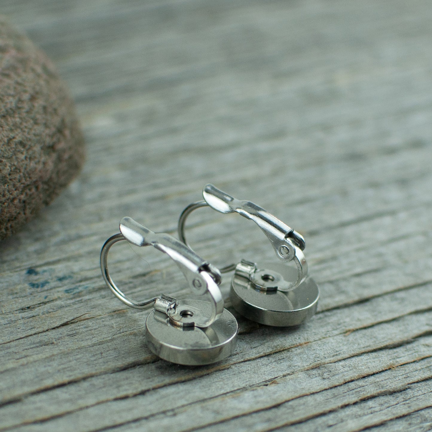 Black 10mm stainless steel French hook earrings