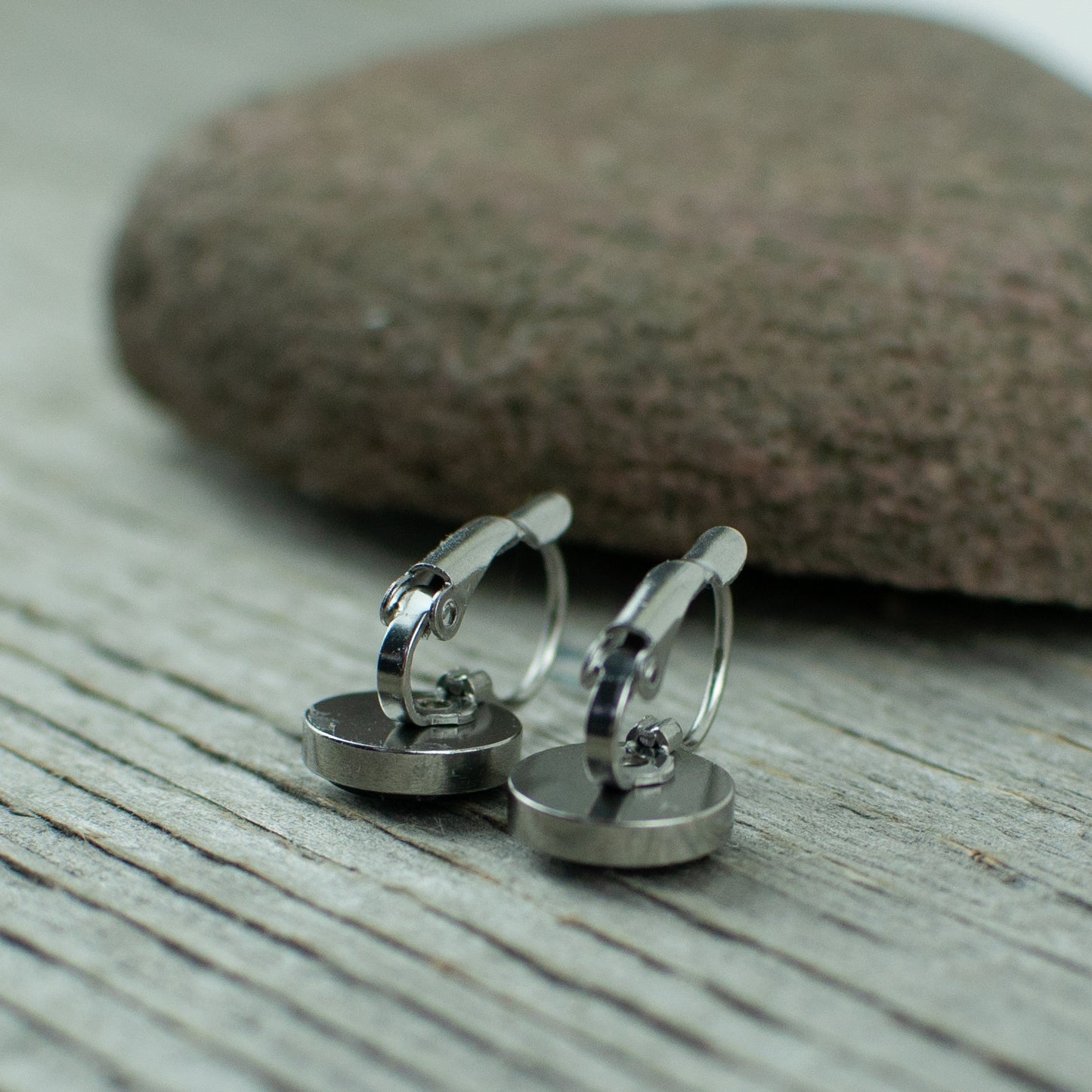 Black 10mm stainless steel French hook earrings