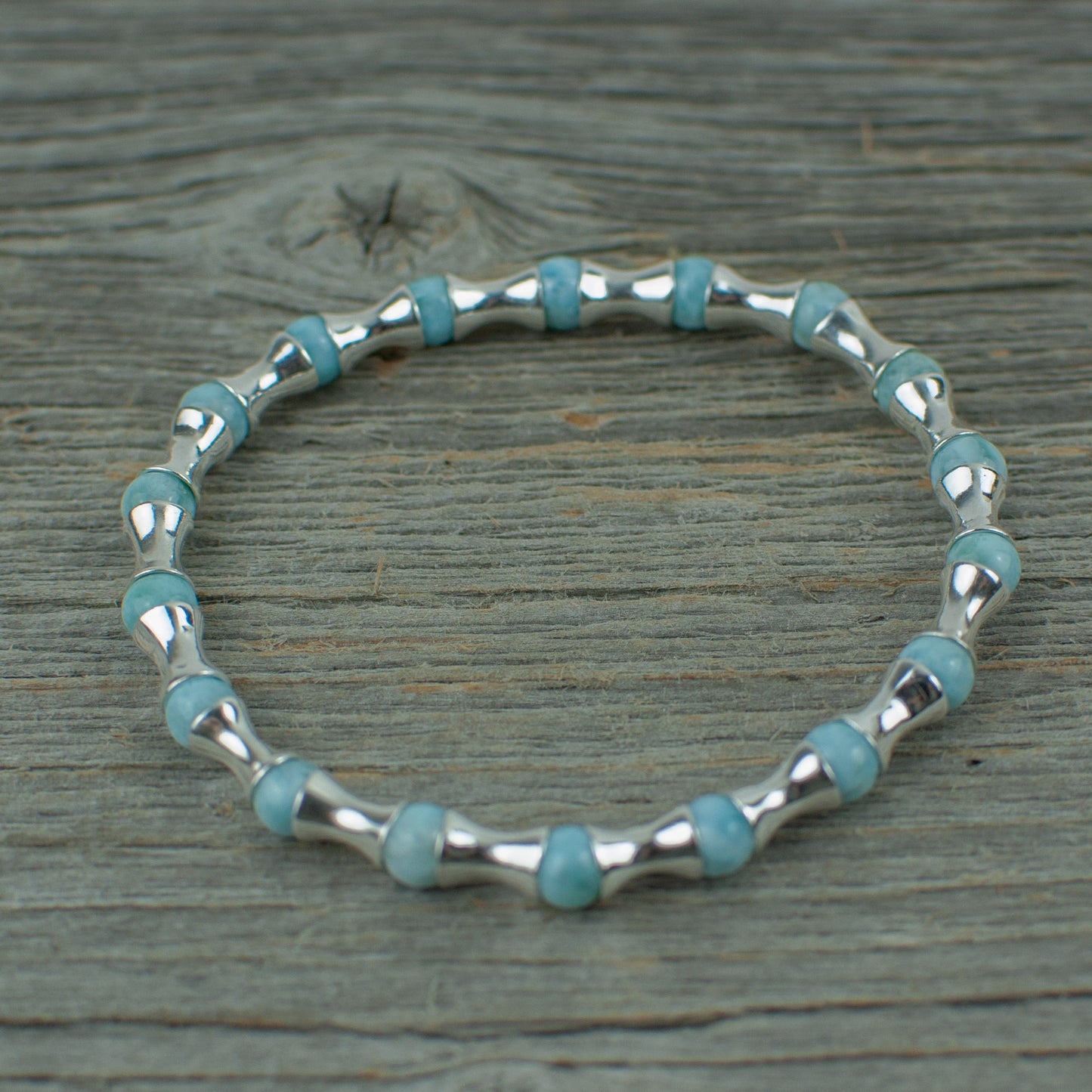 Larimar and Sterling silver Bead Bracelet