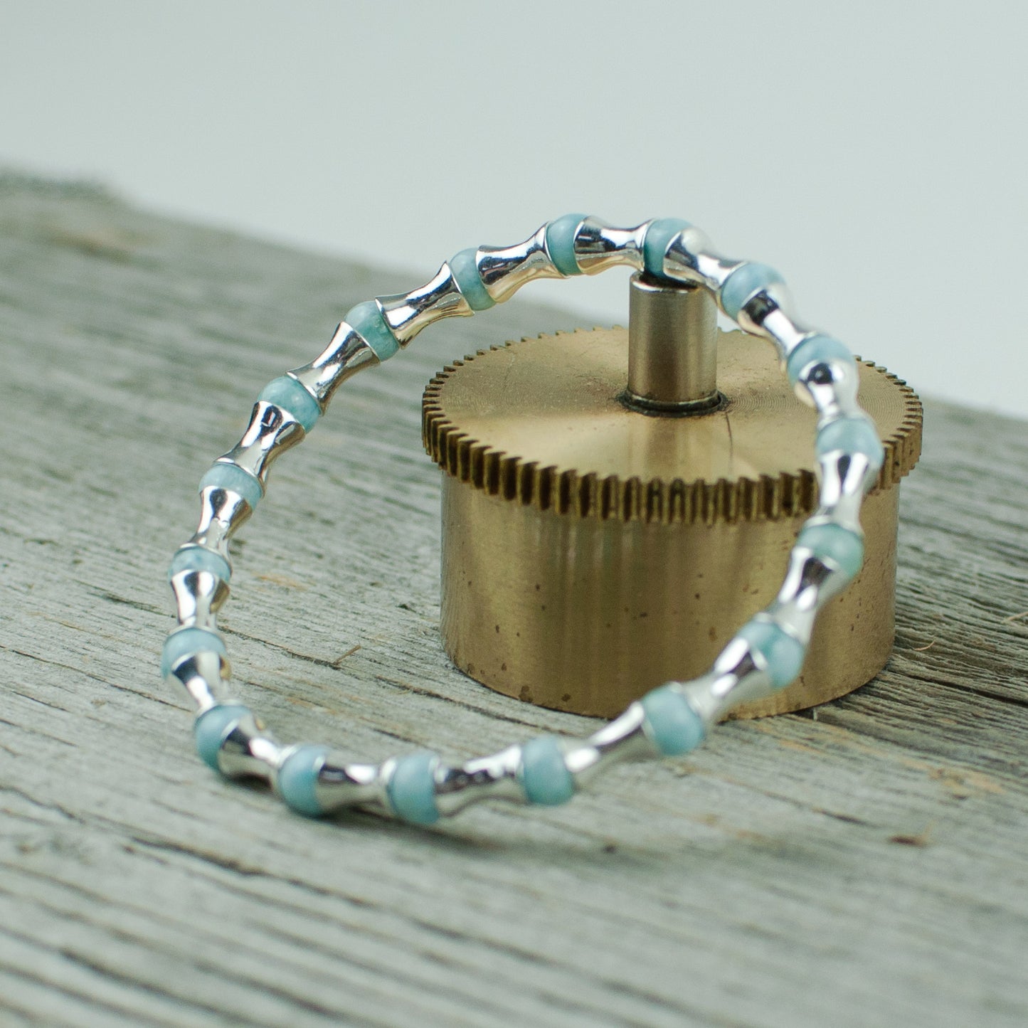 Larimar and Sterling silver Bead Bracelet
