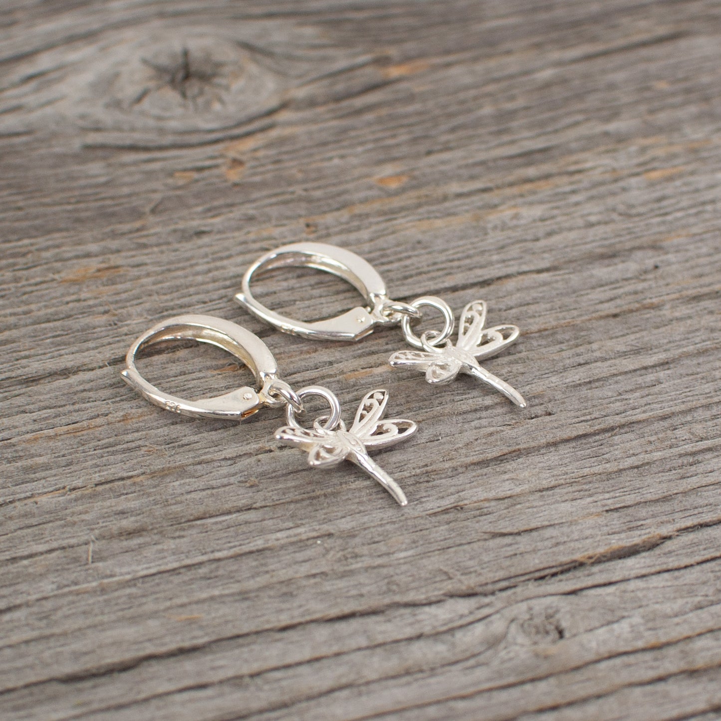 Dragonfly charm Silver earrings - Lisa Young Design
