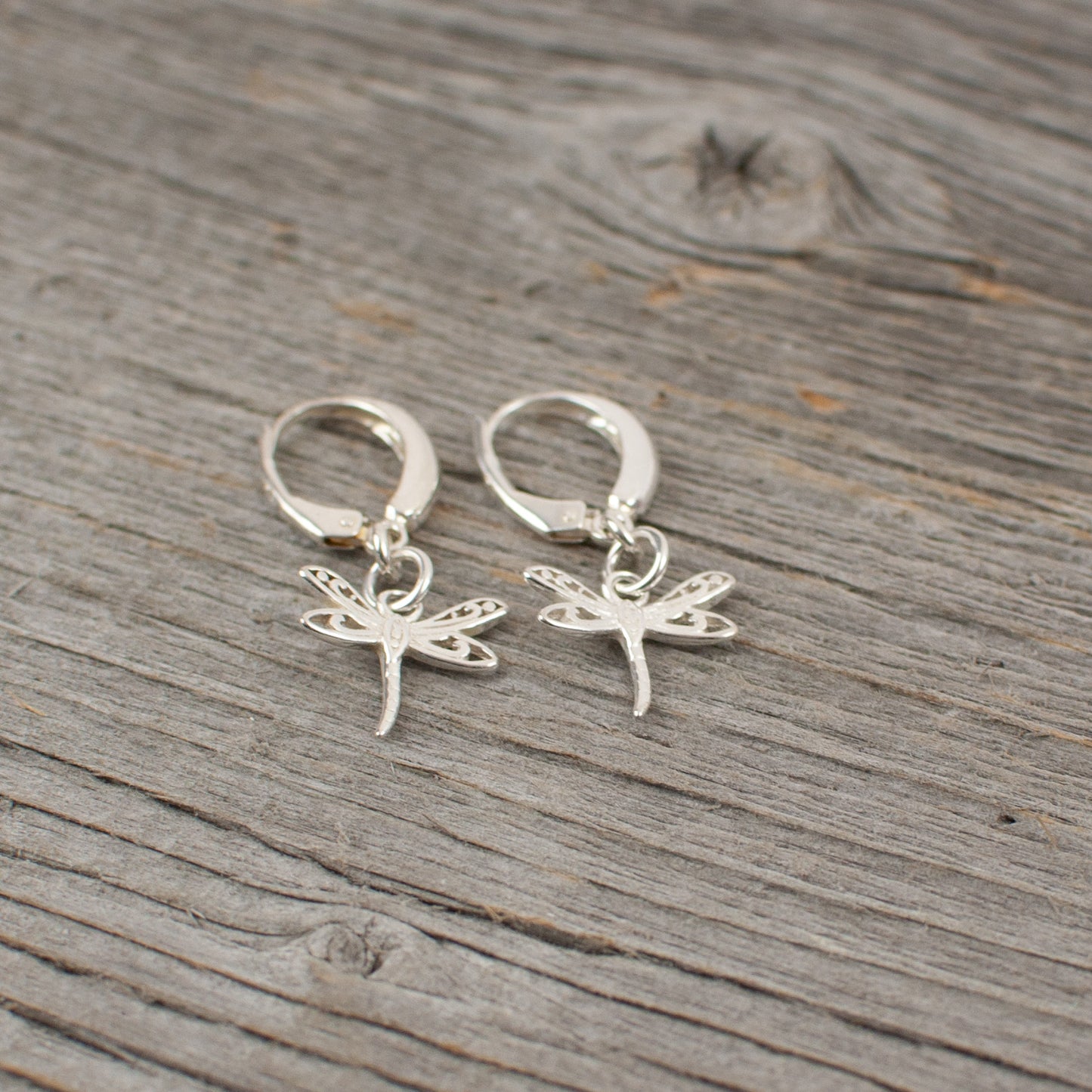 Dragonfly charm Silver earrings - Lisa Young Design