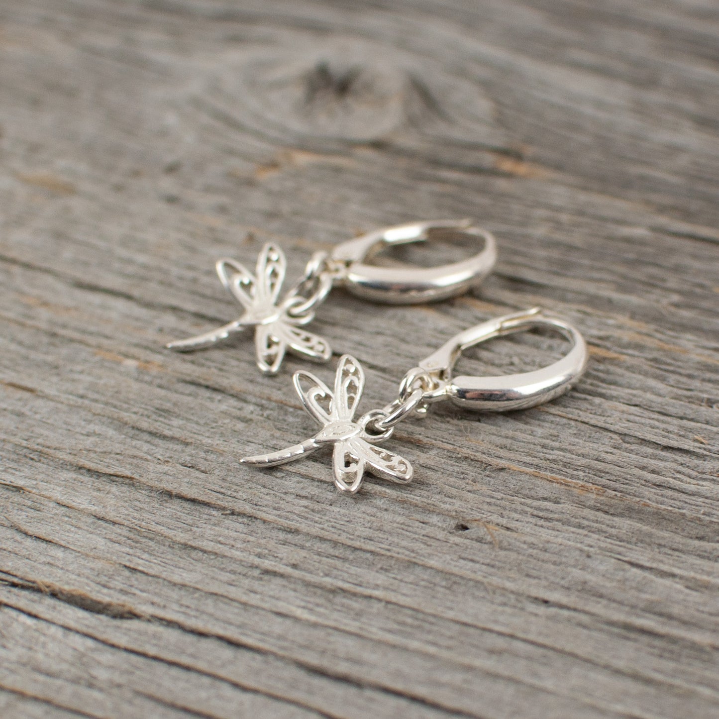 Dragonfly charm Silver earrings - Lisa Young Design