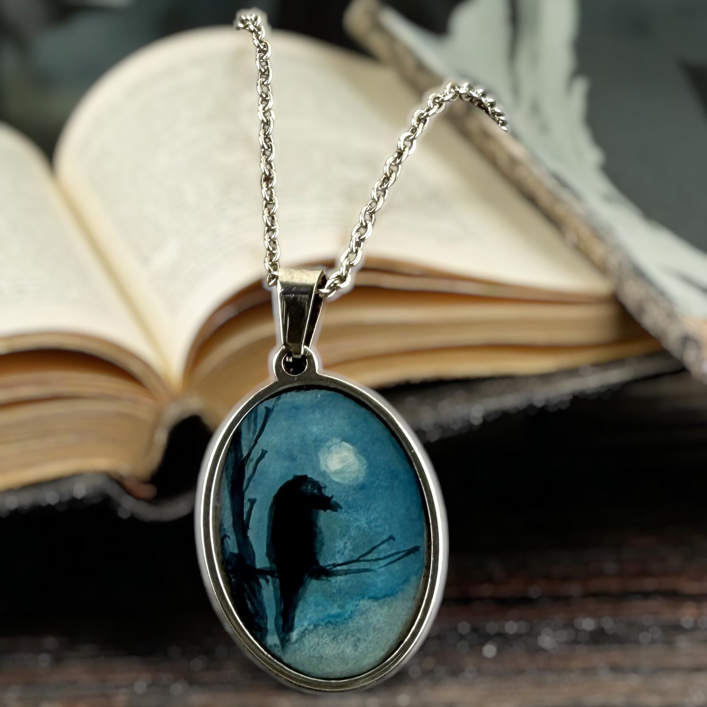 Oval Crow necklace
