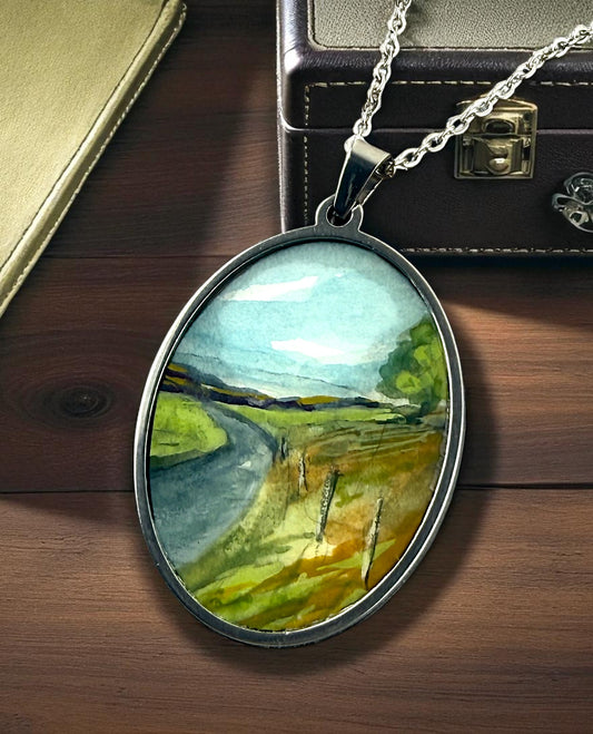 Oval Original paintng necklace