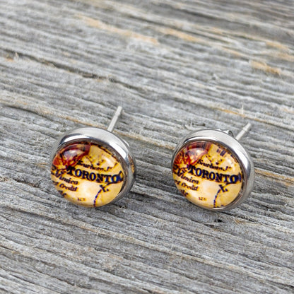 Vintage Toronto Map Stud Earrings 10mm - Lisa Young Design