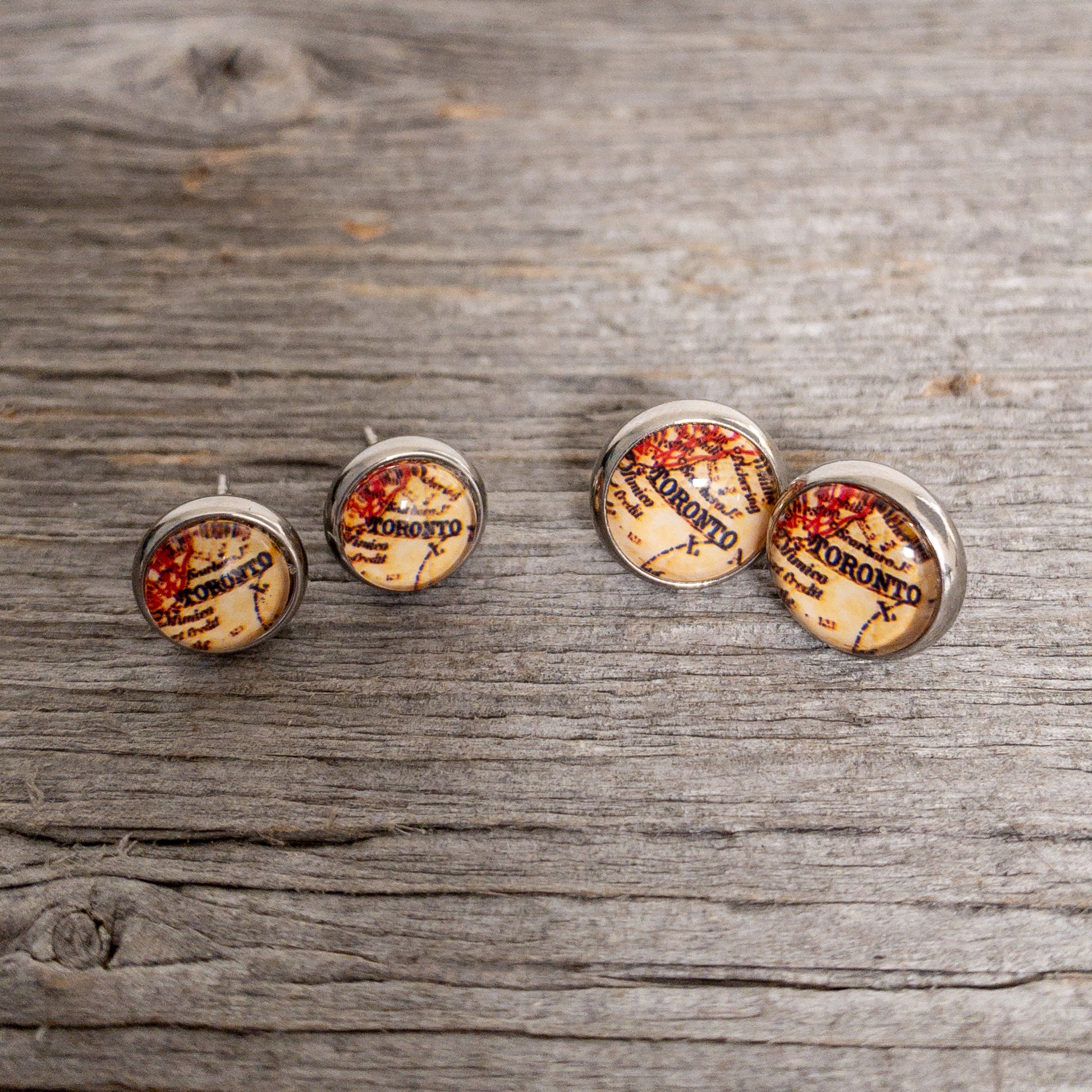 Vintage Toronto Map Stud Earrings 10mm - Lisa Young Design