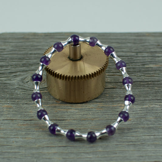 Amethyst and Sterling silver Bead Bracelet
