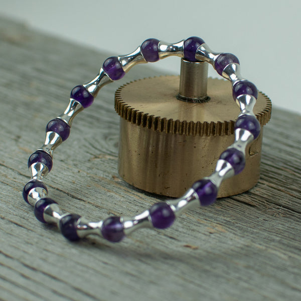 Amethyst and Sterling silver Bead Bracelet