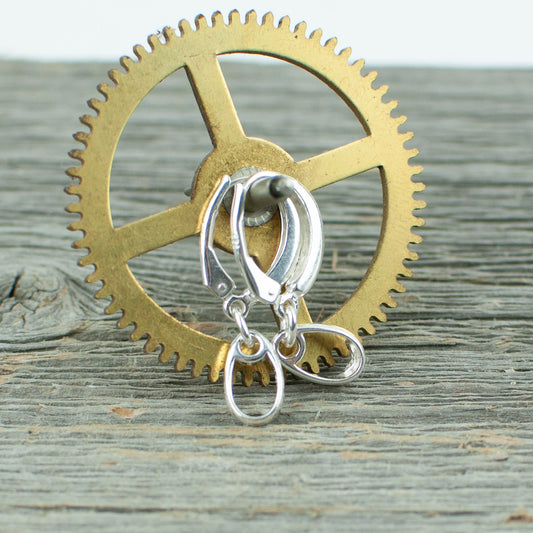 Oval dangle sterling silver earrings