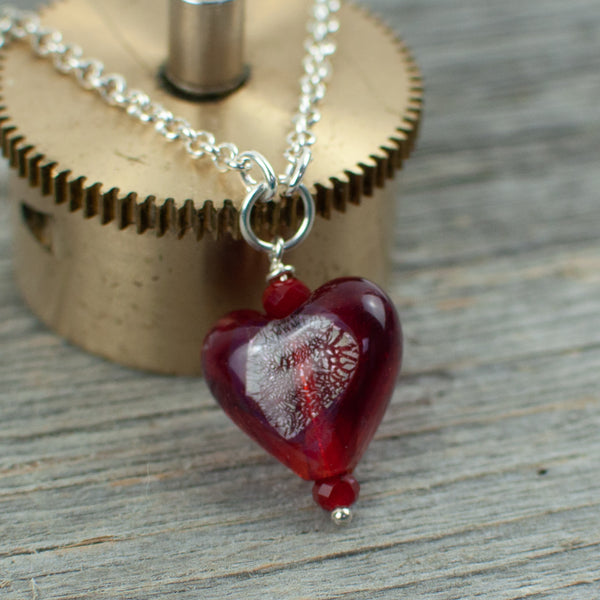 Red Borosilicate Heart Necklace