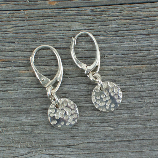 Silver Art Clay Small Round textured earrings - Lisa Young Design