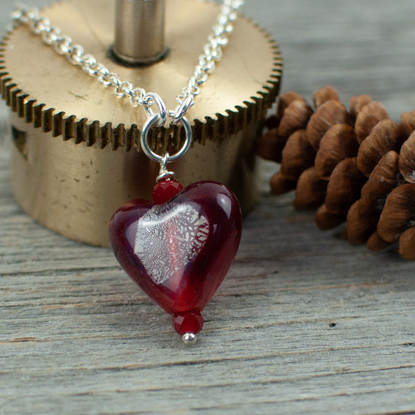 Red Borosilicate Heart Necklace