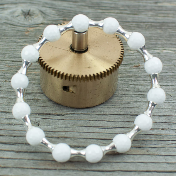 Golf ball Bracelet in Sterling Silver and  White Agate