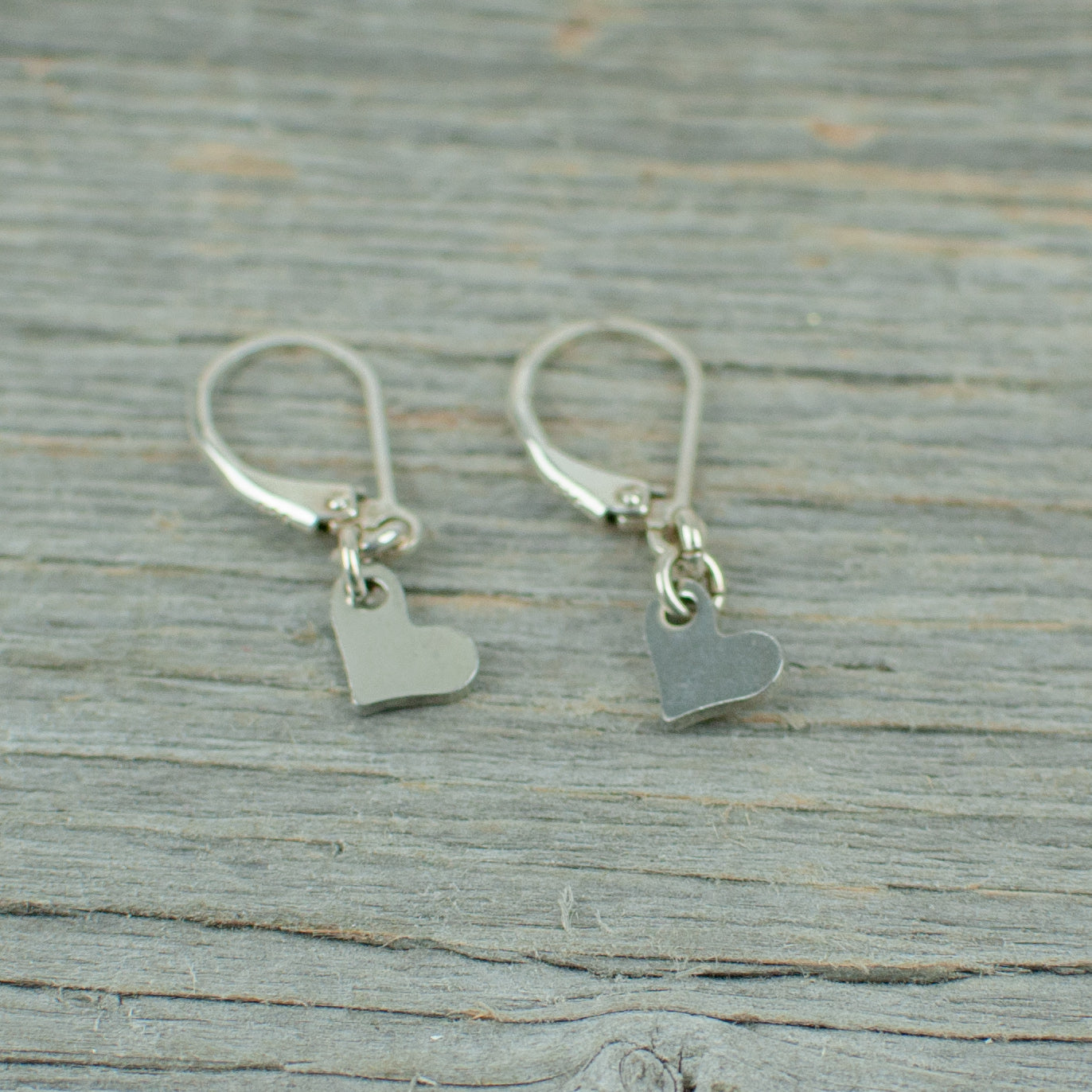 Stainless steel heart earrings with sterling silver hooks - Lisa Young Design