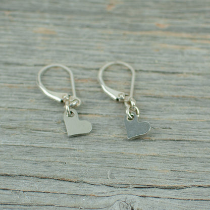 Stainless steel heart earrings with sterling silver hooks - Lisa Young Design