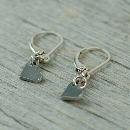 Stainless steel heart earrings with sterling silver hooks - Lisa Young Design