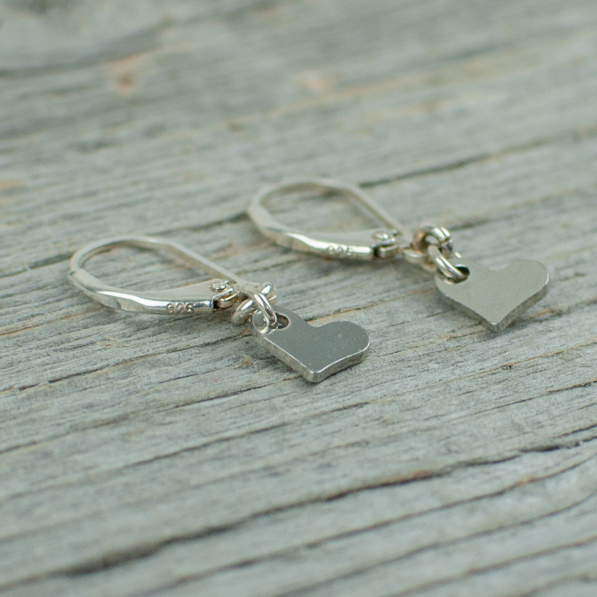 Stainless steel heart earrings with sterling silver hooks - Lisa Young Design