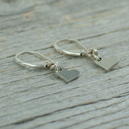 Stainless steel heart earrings with sterling silver hooks - Lisa Young Design
