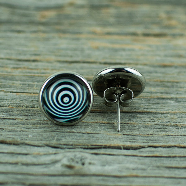 Black and white swirl 10mm stud earrings