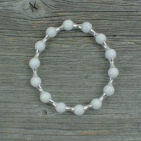 Golf ball Bracelet in Sterling Silver and  White Agate