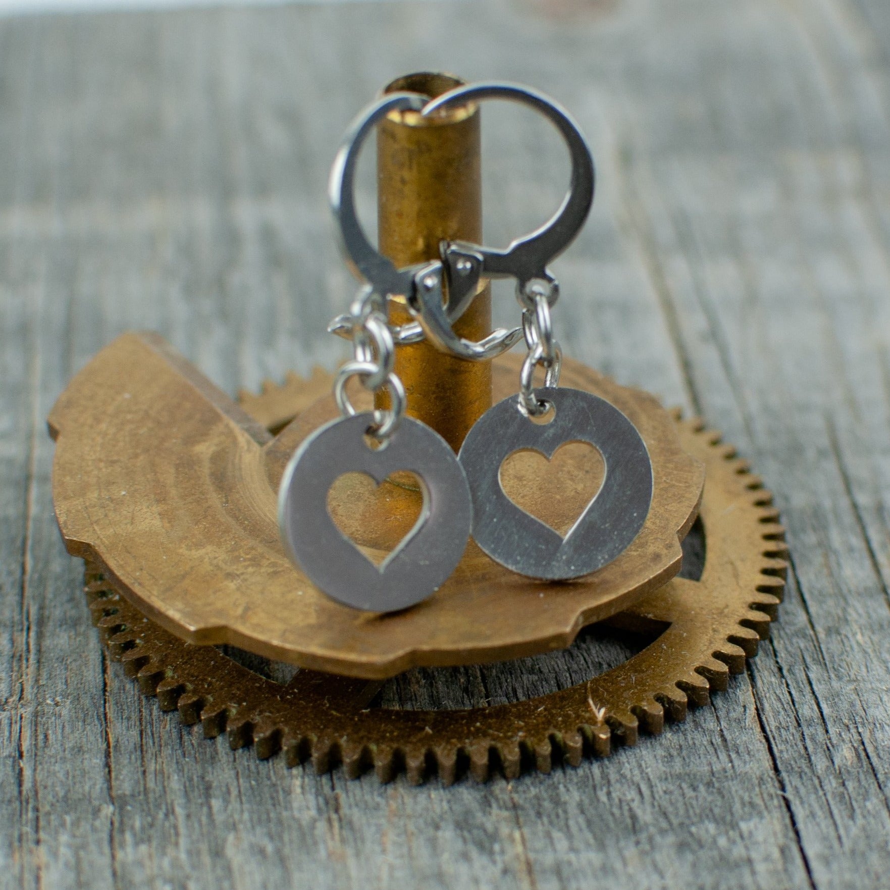 Stainless steel circle heart earrings - Lisa Young Design