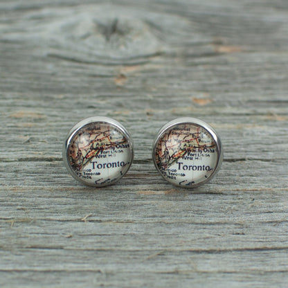 Toronto Map Stud Earrings 10mm - Lisa Young Design