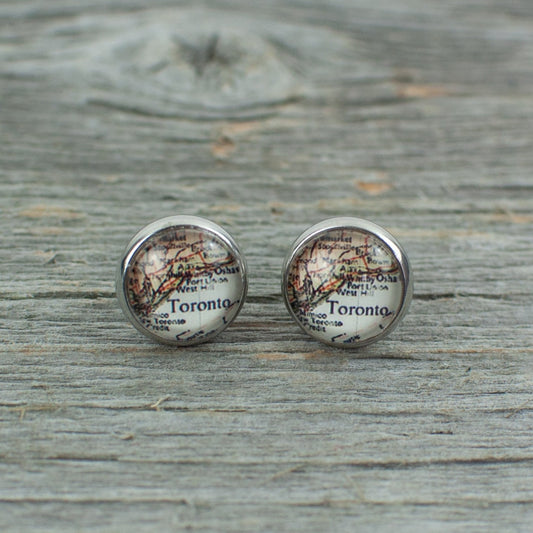 Toronto Map Stud Earrings 10mm - Lisa Young Design