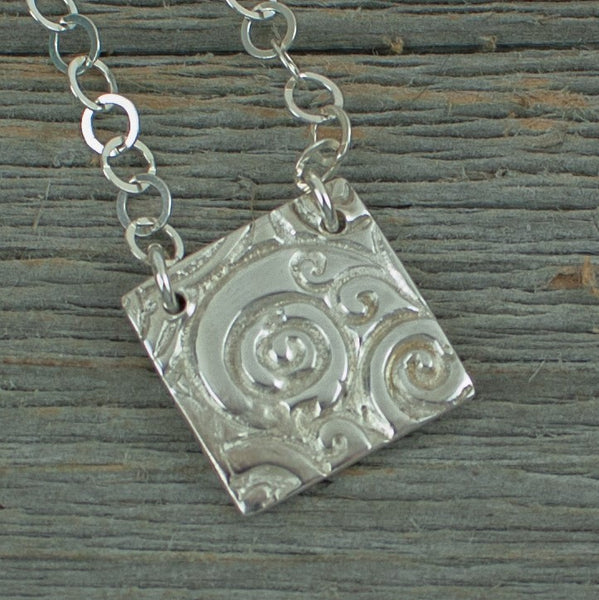 Silver Art Clay Swirl Square Necklace – Lisa Young Design